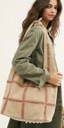 Free People Zamszowa Beżowa Boho Torba Hobo