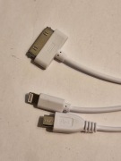 Kabel USB 3w1 uniwersalny 20cm - Micro USB, iPad, iPhone Lighning