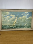 Obraz żeglarski – sygnowany nadruk – pejzaż morski – duży format 