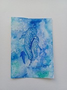 Mała akwarelka Rekiny 10,5*15 cm