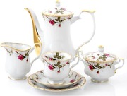 Porcelanowy serwis do kawy Chodzież, model Iwona złota róża