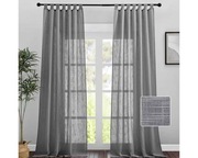 Zasłony półprzezroczyste 140x220 cm 2 szt ciemnoszare lniana faktura