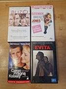 Zestaw 4 kasety VHS znane filmy 90' Dziennik Bridget Jones Evita Bliżej CPK