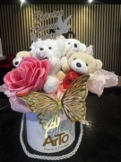 Box komunijny z misiami i mydlaną różą – elegancki prezent