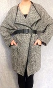 Zara płaszcz kurtka oversize z wełną szary melanż 36 38 wiosenny