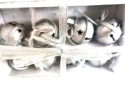 Dzwonki Bombki Świąteczne Metalowe-ZESTAW- Srebrne