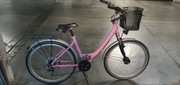 Rower miejski na kołach 26, różowy, kosz i bagażnik