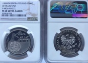 1000 ZŁ Próba NIKIEL 40 LAT ONZ SYNOGARLICA 1985 NGC PF68 RZADKOŚĆ