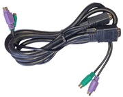 Kabel do KVM VGA 15 pin męskie i 2x PS/2 1,8m