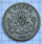 #3941 Szwecja 1 korona 1898 srebro rzadka! 