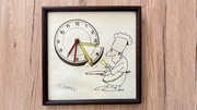 Unikalny zegar z grafiką Henryk Sawka, lata 70-80te