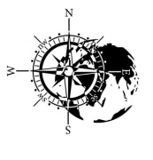 DUŻA Naklejka na auto kamper KOMPAS ŚWIAT - 50cm.