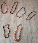 Zestaw 4 par korali retro z epoki PRL+ korale z muszelek