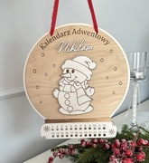 Drewniany Kalendarz Adwentowy z Imieniem – Bałwanek 3D | Personalizacja