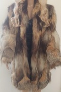 Futro długie naturalne multi kolor lis rude płaszcz kożuch futerko 