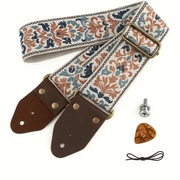 Skórzany pas do gitary z haftem 