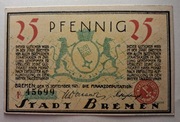 notgeld Bremen, pieniądz zastępczy, 25 Pf, 15 September 1921