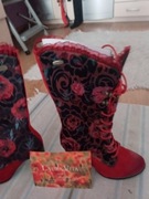 Kozaki damskie nowe kolorowe kwiaty 35 laura vita