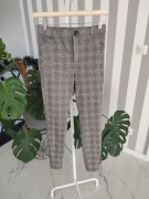 Elastyczne dopasowane spodnie legginsy w kratę Zara 38 M light academia