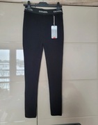 czarne ocieplane legginsy z meszkiem xl nowe z metką