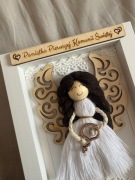 Pamiątka I Komunii Świętej, aniołek makrama