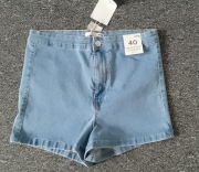 Sinsay Jeansowe spodenki z wysokim stanem rozm.40