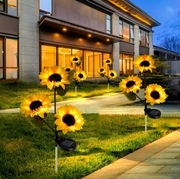 2x OGRODOWA ZEWNĘTRZNA LAMPA LAMPKA SOLARNA LED wbijana kwiat SŁONECZNIKI