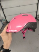 Zestaw: kask rowerowy BTWIN rozmiar 48-52 + kijek do nauki jazdy na rowerze