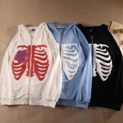 Y2K Skeleton Hoodies Zip Sweatshirt Retro Street
