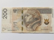 Polska banknot 200 złotych rok 2015 seria AA