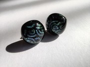 Kolczyki sztyfty oryginalne szklane szkło murano czarne granatowy wzór
