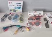 Zestaw okulary LG cinema wielopak 6 par plus nakładka na okulary,kable