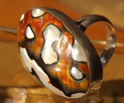 Artystyczny, srebrny, z masą perłową