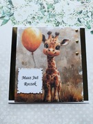 Kartka roczek żyrafa recznie robiona 