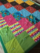 Patchworkowa narzuta  z printami ryby, żaby i kwiaty! Hand made!