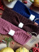 Wrzosowa opaska na głowę z obrączką M 100% wełna 