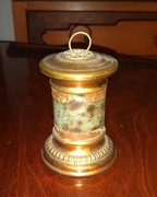 ZAPALARKA DO ŚWIEC MOSIĄDZ ZŁOCONY SZKŁO CYNA NA KOMINEK KLASYCYZM 18-19w