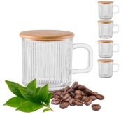 Szklanki z uchwytem 4szt, 320 ml z pokrywką/podsta