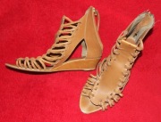 botki sandały gladiatorki rzemyki rzymki Zara Basic r. 37 24cm brąz skóra