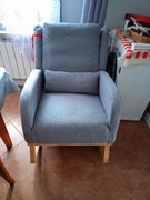 Fotel bujany tapicerowany boucle beżowy