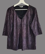 Damska bluzka fioletowa brokatowa z krótkim rękawem M&Co 42/XL
