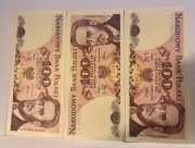Zestaw 3x banknot 100 zł 1988 Waryński PRL kolekcjonerskie Polska