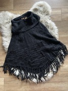 Arden b. czarne ponczo moherowe z golfem jesień zima