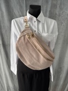 Nerka torebka pudrowy róż zamsz naturalny Włoska - nowa