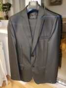 Garnitur Męski Czarny Połysk FERRANO Marynarka 182/50 Spodnie 176/90 Grafit