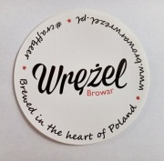 NAKLEJKA BROWARU  > WRĘŻEL <  ŚR.9,5 CM