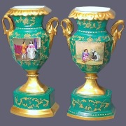 Para Wazonów Paryż XIX Biedermeier Malowane Sceny 