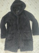 amisu czarne futerko 36 s pluszowa kurtka