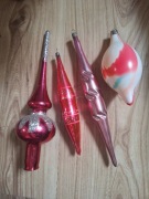 Bombka PRL stara kształtka na choinkę zestaw 