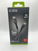 Kabel usb-C do usb-C sbs 25W 3m – Szybkie Ładowanie Przewód